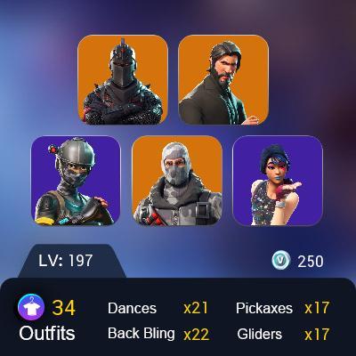Fortnite account 34 skins Black Knight | Sparkle Specialist | Floss | The Reaper | Royale Knight | Blue Squire | Take The L
